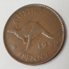 AUSTRALIA 1952 . ONE 1  PENNY . ERROR . OIL FILLED DIE